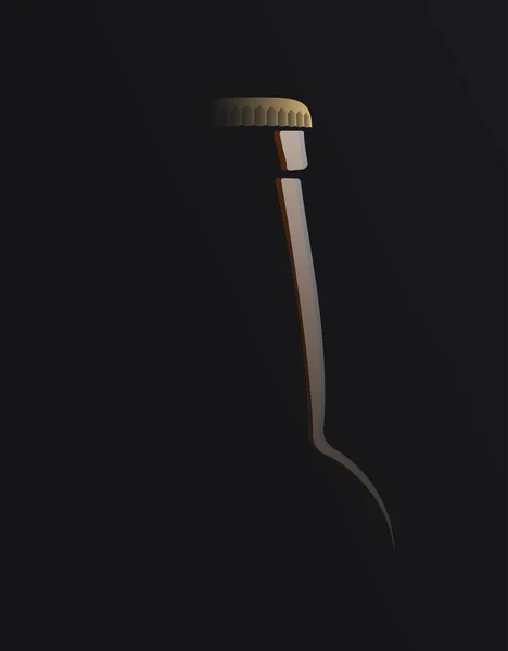 Bier dunkel Logo. Flasche Bier mit Deckel auf schwarz — Stockvektor