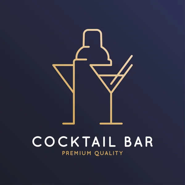 Логотип коктейль-бара с шейкером и стеклом — стоковый вектор