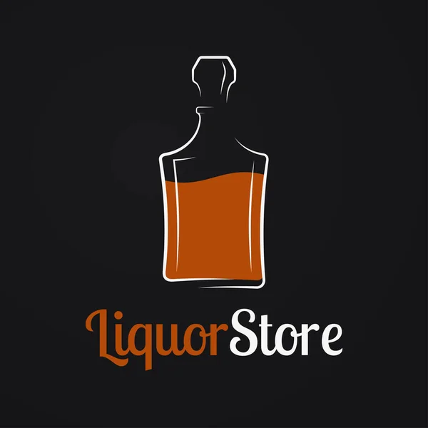 Liquor store logo. Whiskey bottle or decanter — Stock Vector