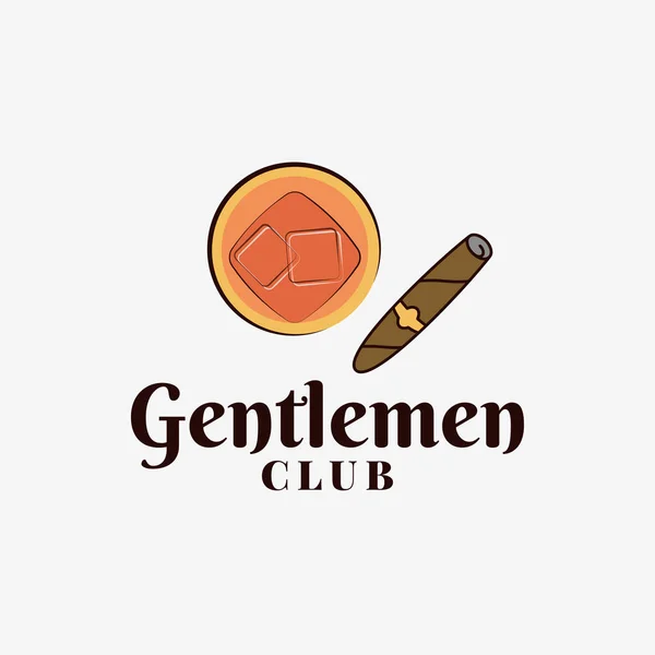 Logo Klubu gentlemanů s whisky a doutníkem — Stockový vektor