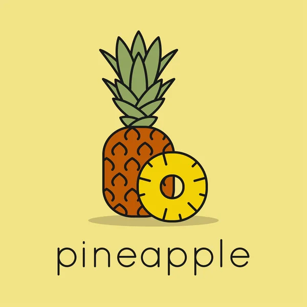 Logo owocowe ananasa. Liniowy plaster ananasa — Wektor stockowy