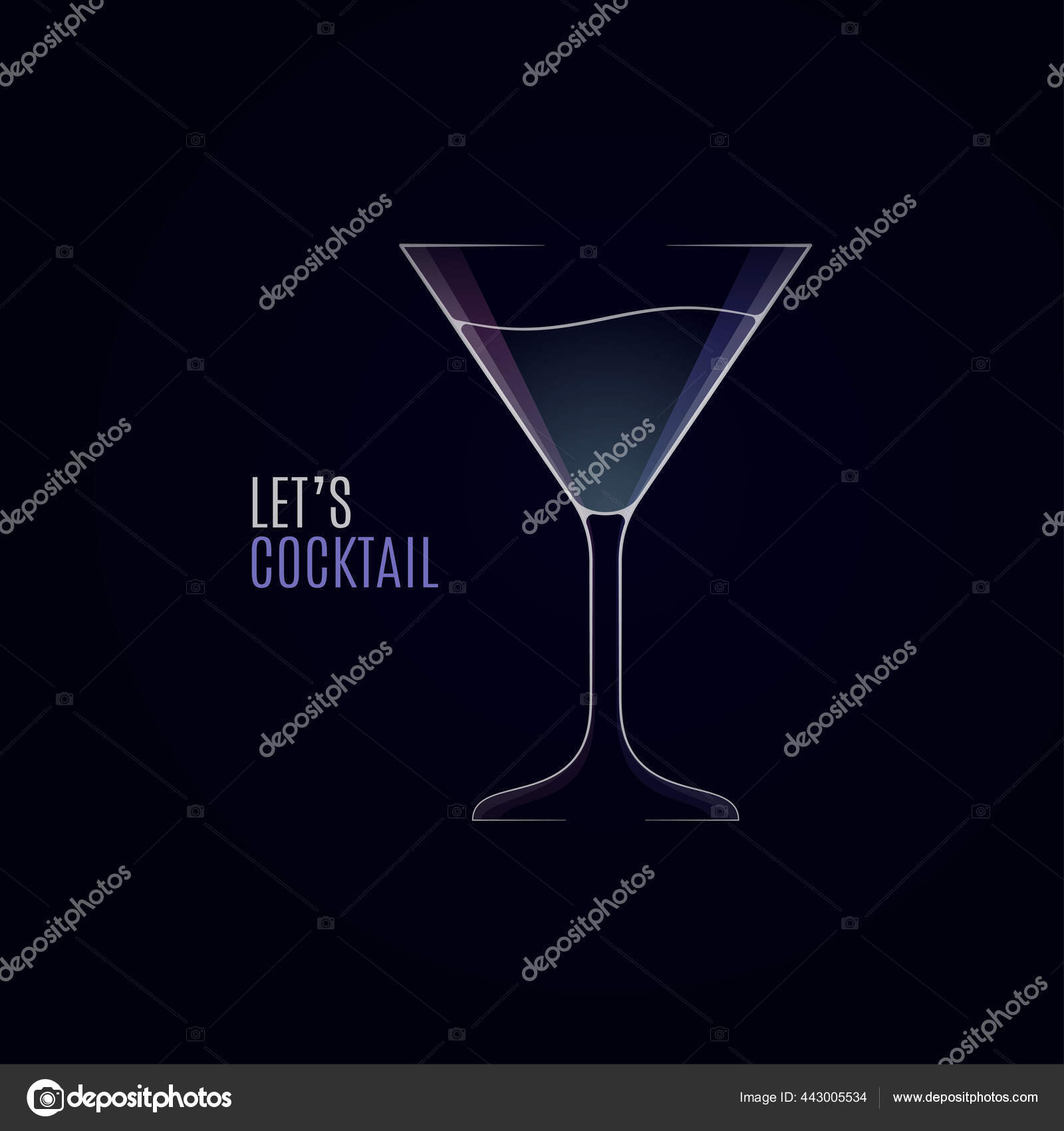 Cocktail glass logo. Martini cocktail on black Stock Vector Image by