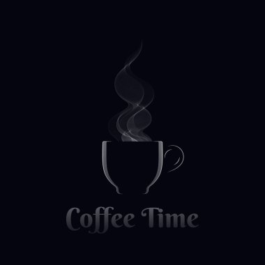 Koyu kahve logosu. Bir fincan koyu kahve.