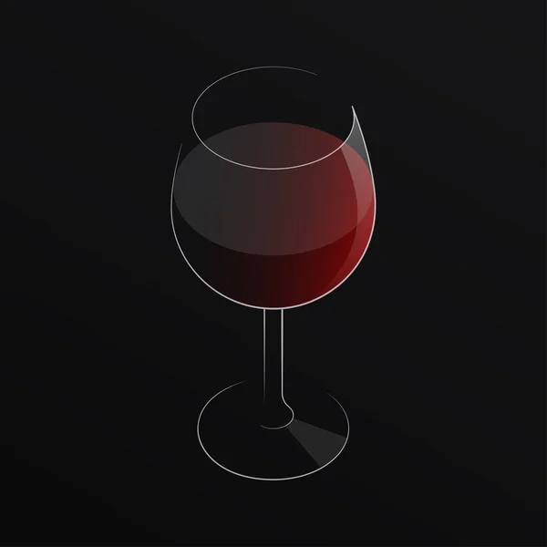 Donkere wijn logo. Glas wijn op zwarte achtergrond — Stockvector