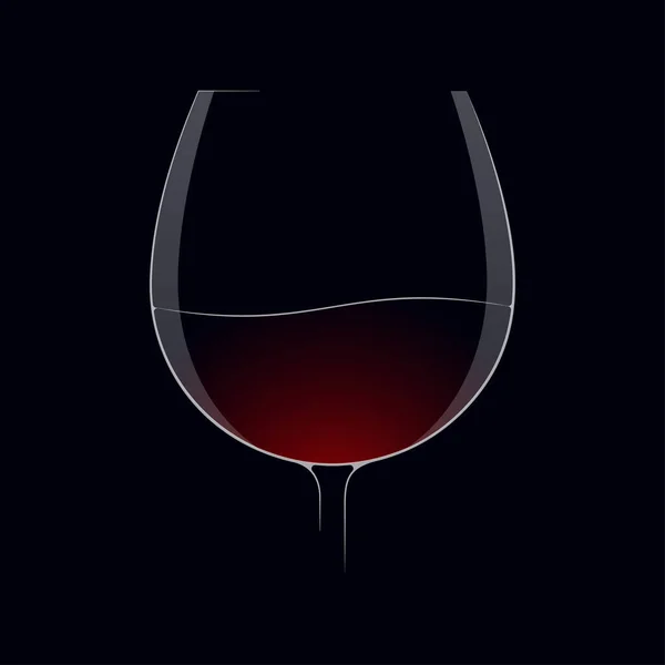 Logo del vino scuro. Bicchiere di vino su sfondo nero — Vettoriale Stock