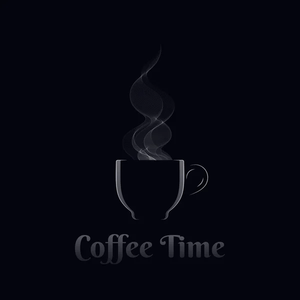 Coffee dark logo. Cup of coffee on black — Stock Vector