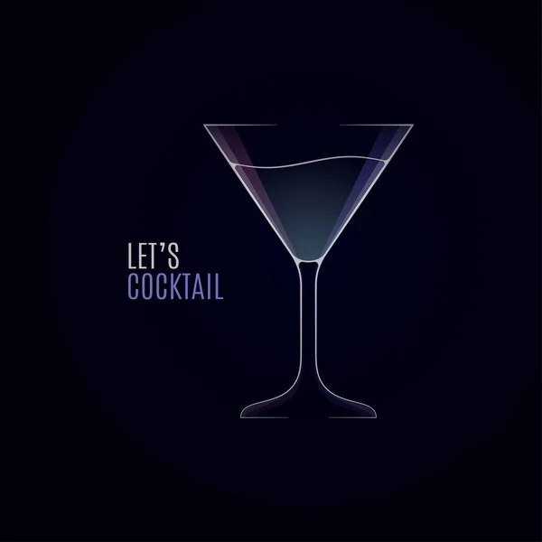 Logo in vetro da cocktail. Martini cocktail su nero — Vettoriale Stock