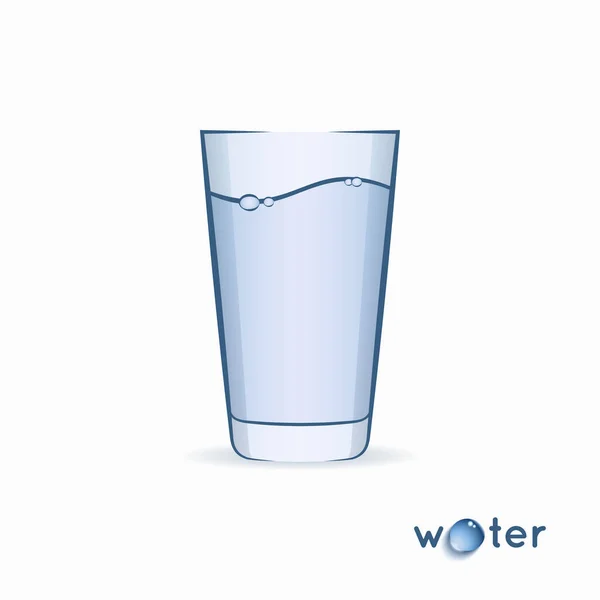 Logo de cristal de agua. Vaso de agua sobre blanco — Archivo Imágenes Vectoriales