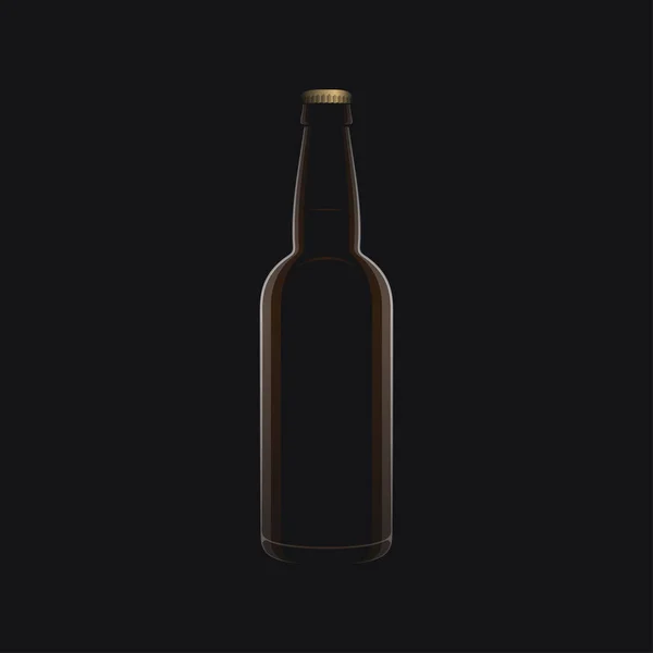 Bier donker logo. Fles bier met dop op zwart — Stockvector