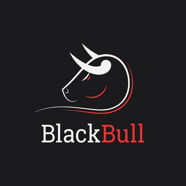 Logo taureau. Taureau noir sur fond noir — Image vectorielle