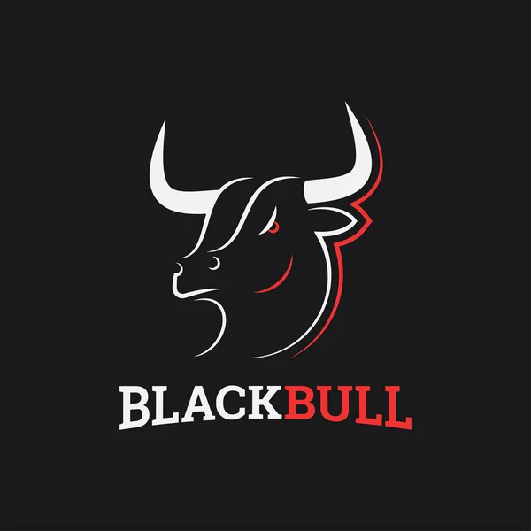 Logo Bull Head. Černý býk na černém pozadí — Stockový vektor