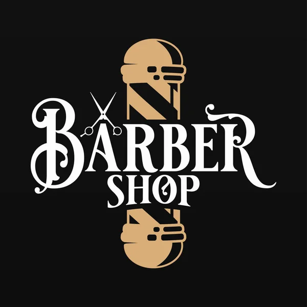 Logotipo de barbearia com tesoura de barbeiro e pólo — Vetor de Stock