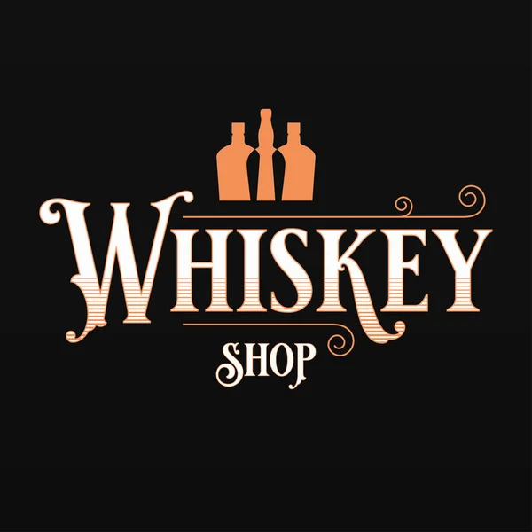 Logo de la tienda de whisky o whisky con botellas de whisky — Archivo Imágenes Vectoriales