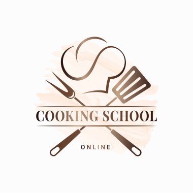 Şefin suluboya logosu ve beyaz şapkası.