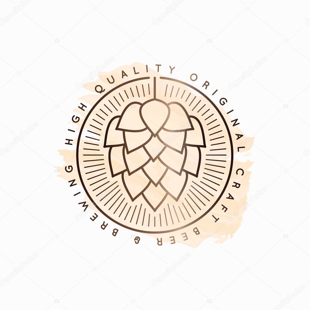 Beer hop watercolor logo on white background