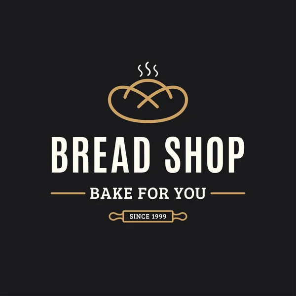 Bakery logo. Logo of bread on black background — Stock Vector