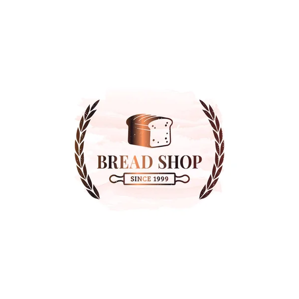 Bread logo for bakery watercolor background design — Stock Vector