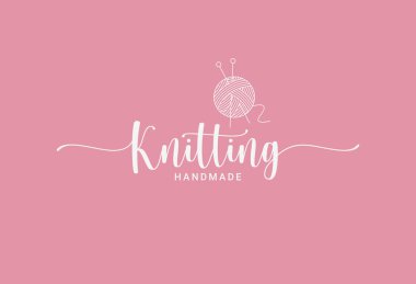 Örgü topu logosu. El yapımı örgü iğneleri.