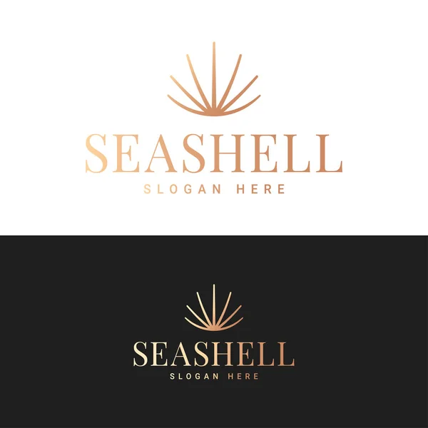 Ícone do logotipo da concha. Concha do mar em preto e branco — Vetor de Stock