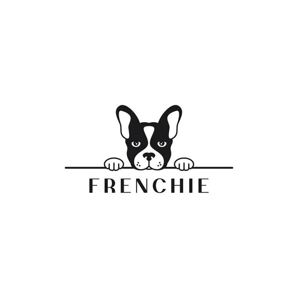 Fransız bulldog logosu. Beyaz üzerine Bulldog pankartı Vektör Grafikler