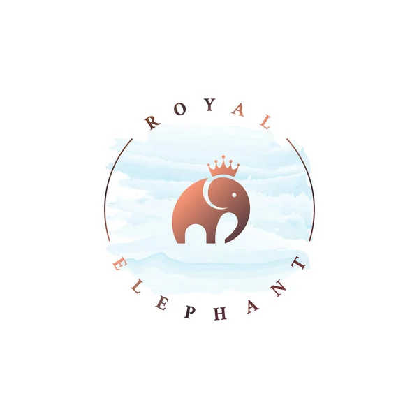 Elephant king logo. Watercolor rounded circle logo — Vector de stock