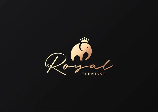 Elephant logo king concept on black background Stok Vektör