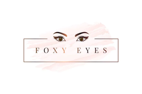 Foxy eyes logotyp. Rose guld ögon logotyp på vit — Stock vektor