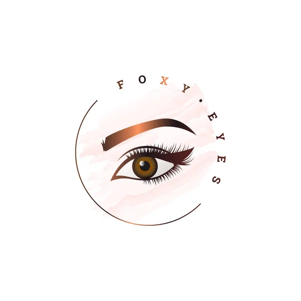 Logo rond Foxy eye. Maquillage logo cercle sur blanc — Image vectorielle
