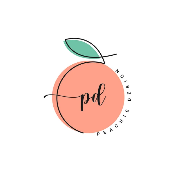 白色背景上的桃色标志。Peachy设计标志 — 图库矢量图片