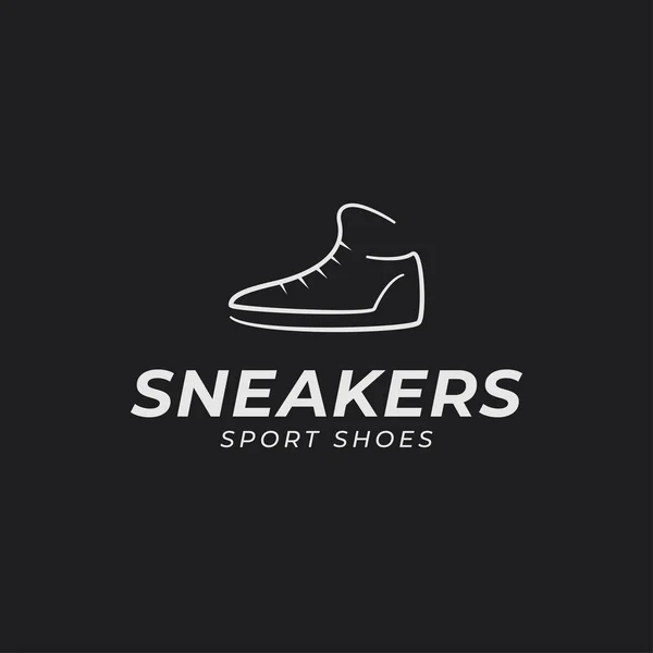Sneakers sport schoen logo op zwarte achtergrond — Stockvector