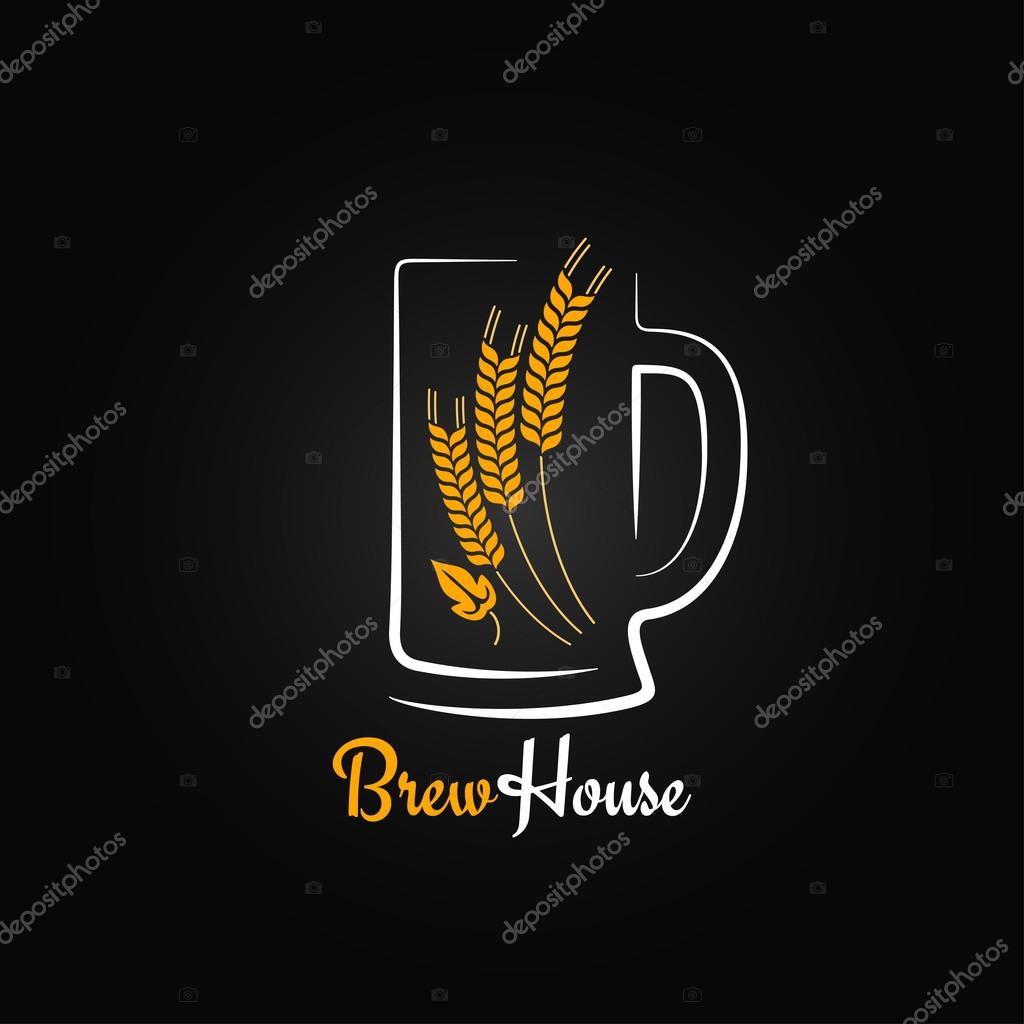 Beer bottle glass barley design menu background 8 eps