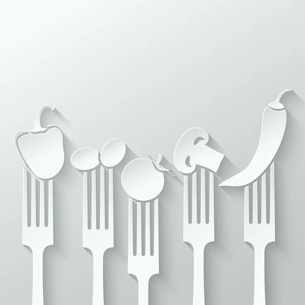 Légumes fourchette papier fond coupé — Image vectorielle