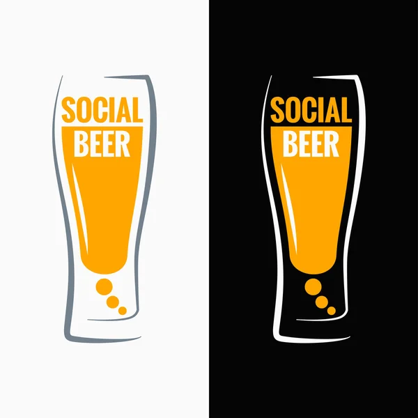 Cerveza vidrio redes sociales concepto fondo — Archivo Imágenes Vectoriales