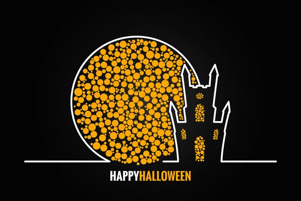 Halloween casa luna piena design sfondo — Vettoriale Stock