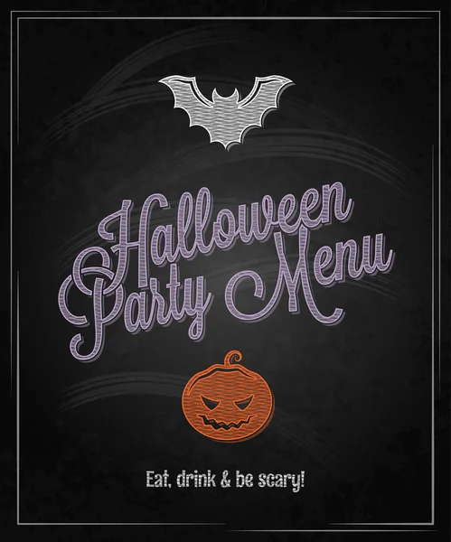 Halloween menu chalkboard restaurant background — Stock Vector