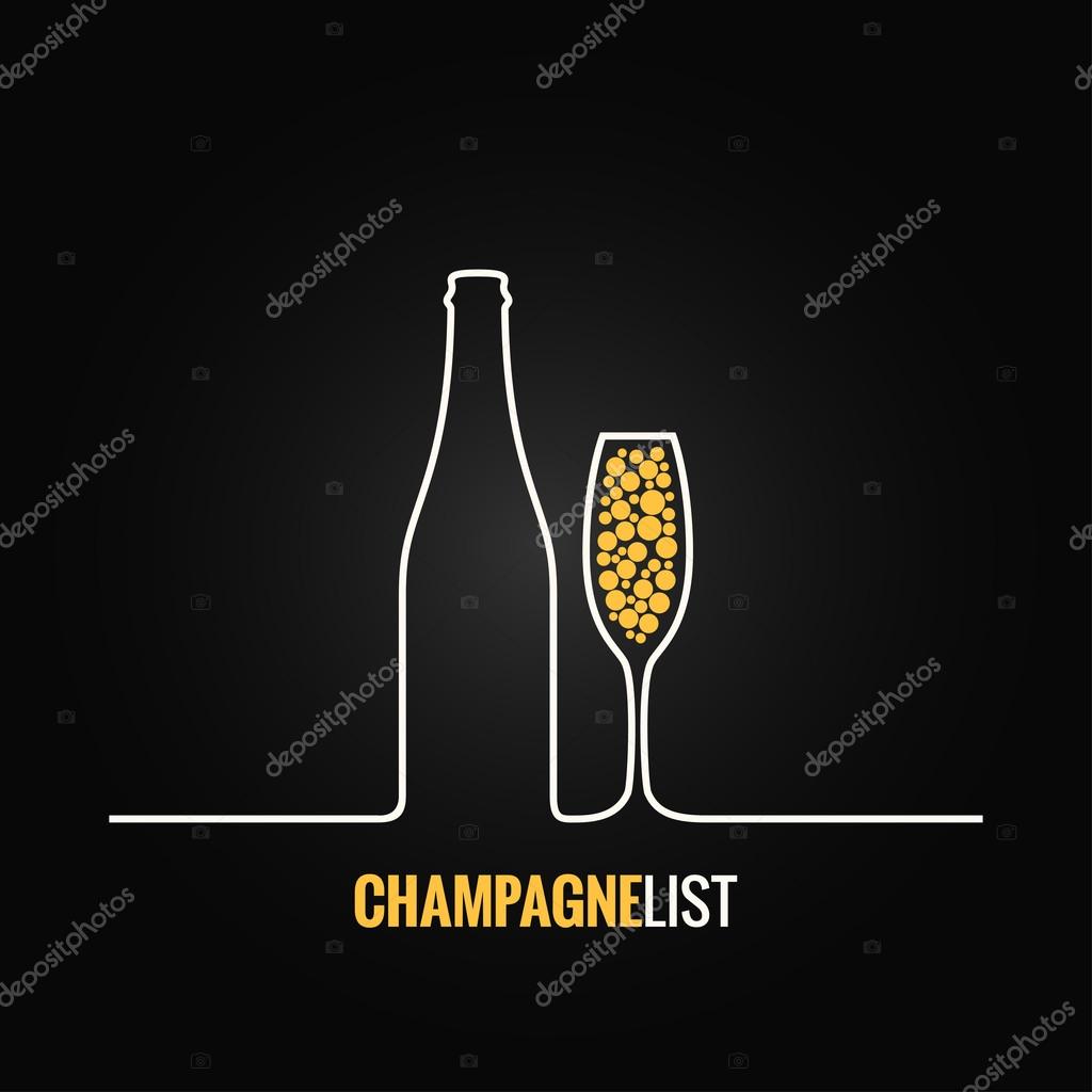 Champagne glass bottle menu background 8 eps