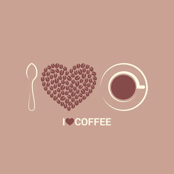 Grains de café amour concept fond — Image vectorielle