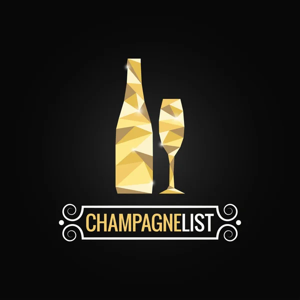 Champagnefles poly ontwerp achtergrond — Stockvector