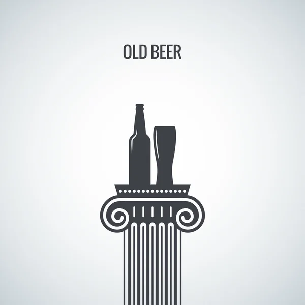 Beer bottle glass classic design background — Stock Vector