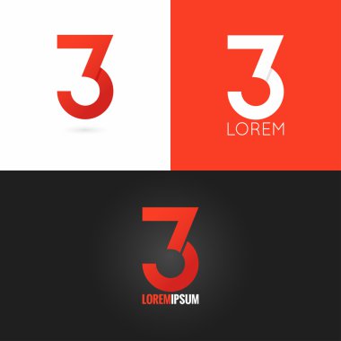 arka plan sayı üç 3 logo tasarım Icon set