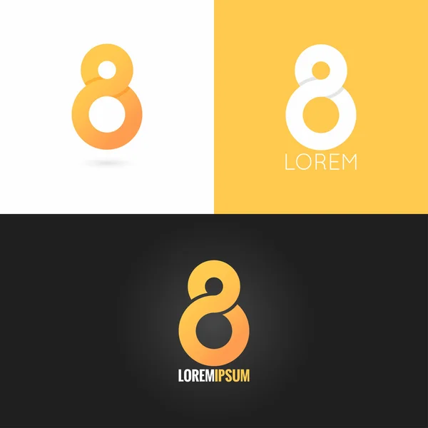 Arka plan numara sekiz 8 logo tasarım Icon set — Stok Vektör