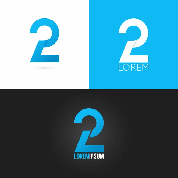 Nummer pictogrammenset twee 2 logo ontwerp achtergrond — Stockvector