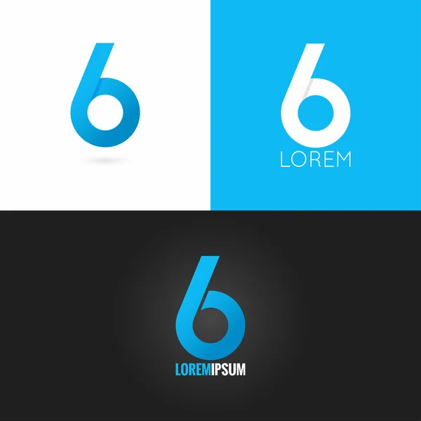 Nummer pictogrammenset zes 6 logo ontwerp achtergrond — Stockvector