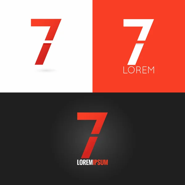 Arka plan sayı yedi 7 logo tasarım Icon set — Stok Vektör