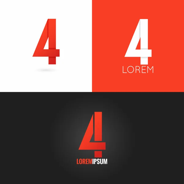 Arka plan sayı dört 4 logo tasarım Icon set — Stok Vektör
