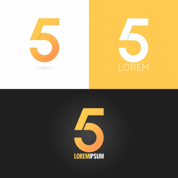 Szám öt 5 logo design ikonkészlet háttér — Stock Vector