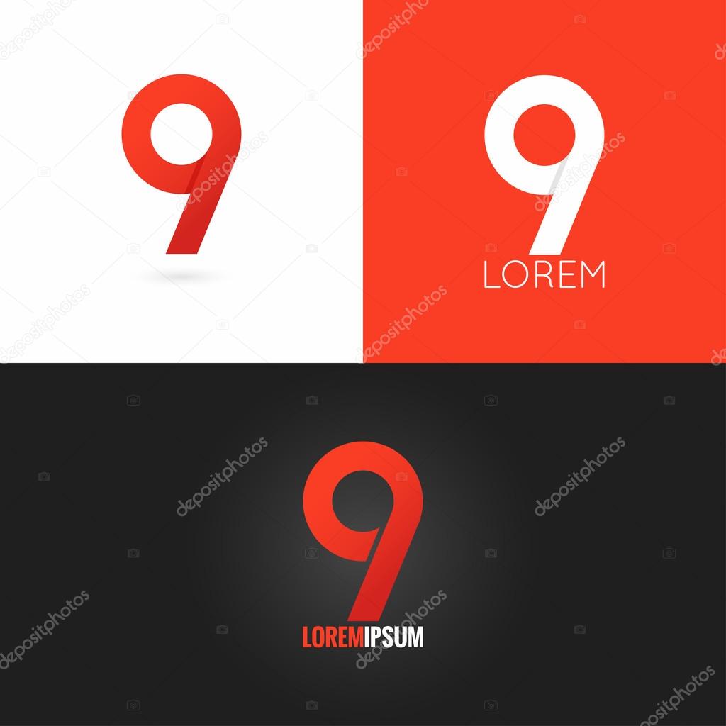 Number nine 9 logo design icon set background 10 eps