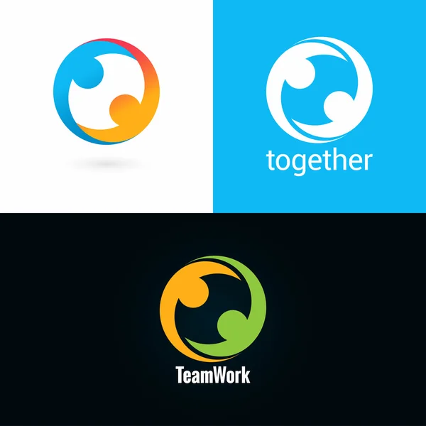 Team work logo design icon set background — Stock Vector