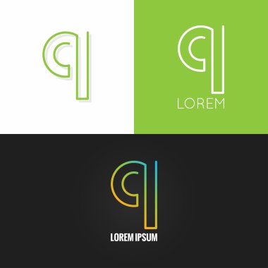 harf Q logo alfabe Tasarım Icon set  