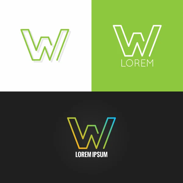 Lettera W logo alfabeto design icona impostare sfondo — Vettoriale Stock